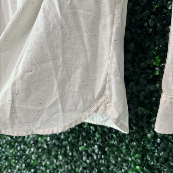 Like-new J. Crew White Half Button Shirt with Multicolor Speckles - Picture 4 of 8